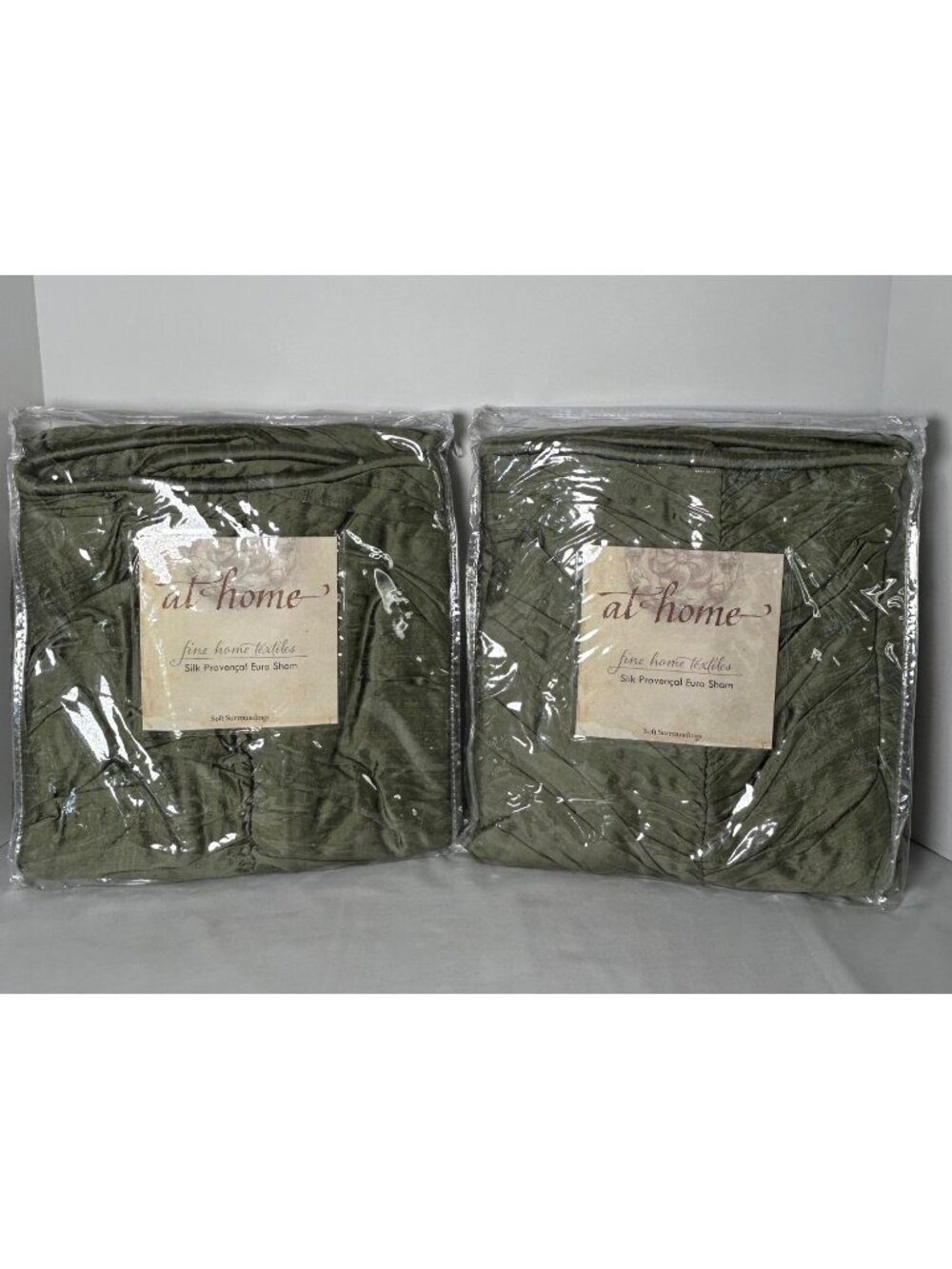 Silk Provençal Euro Sham By Soft Surroundings Olive Green Set Of 2 New Imported